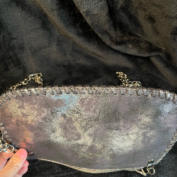 Madison West back and silver distressed look crossbody / wristlet - Picture 2 of 3